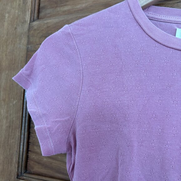 Madewell Rivet & Thread Pointelle Vintage Shrunken Tee in Pink - XXS - Picture 2 of 7
